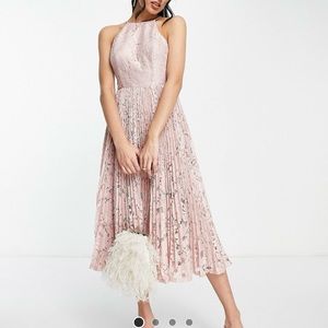 ASOS Pink Lace Midi Dress